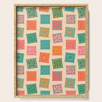 Vintage flower postage stamp pattern Serving Tray Gallery Image 1