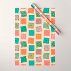 Vintage flower postage stamp pattern Wrapping Paper Gallery Image 1