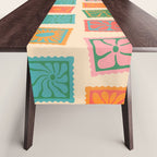 Vintage flower postage stamp pattern Table Runner Gallery Image 1