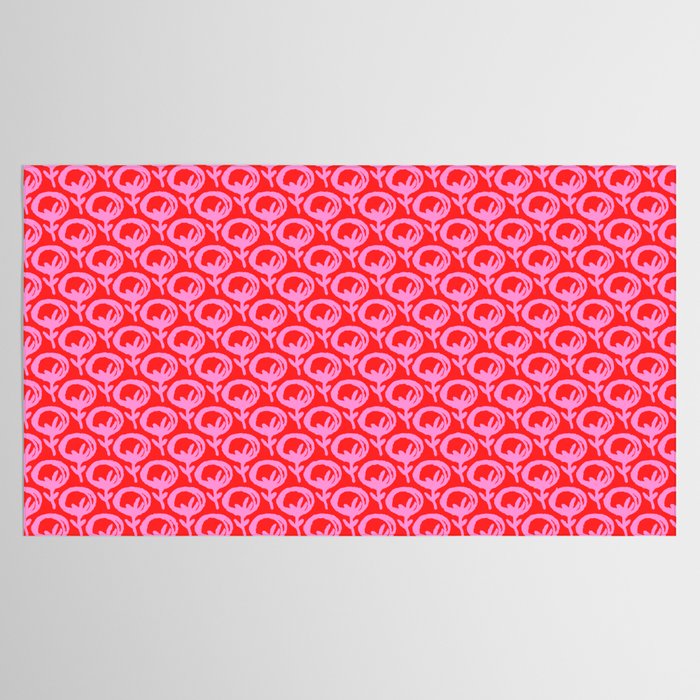 Vibrant Pop Roses Preppy Pink and Red Pattern Tablecloth Gallery Image 2