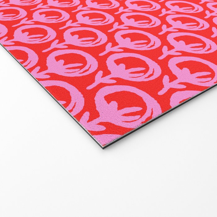 Vibrant Pop Roses Preppy Pink and Red Pattern Welcome Mat Gallery Image 2