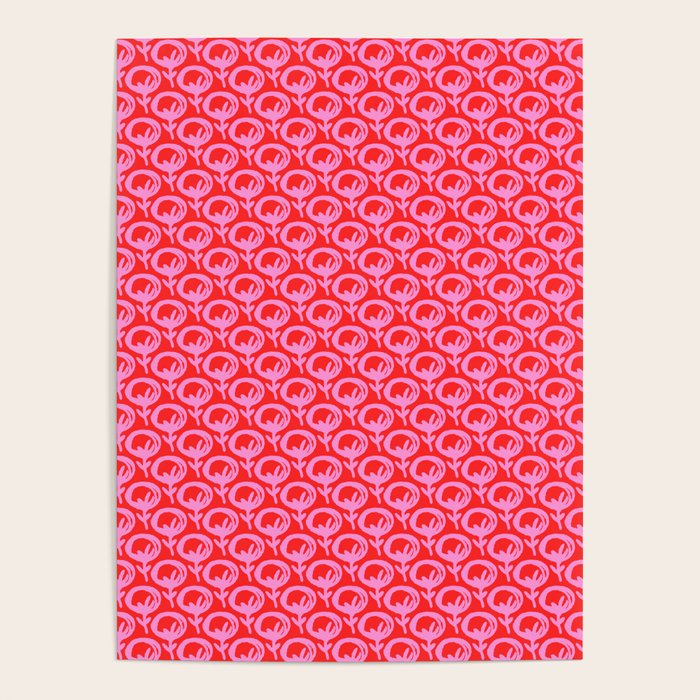 Vibrant Pop Roses Preppy Pink and Red Pattern Poster Gallery Image 4