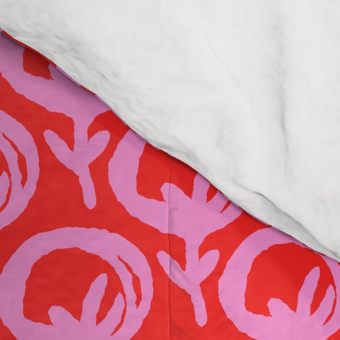 Vibrant Pop Roses Preppy Pink and Red Pattern Comforter Gallery Image 4