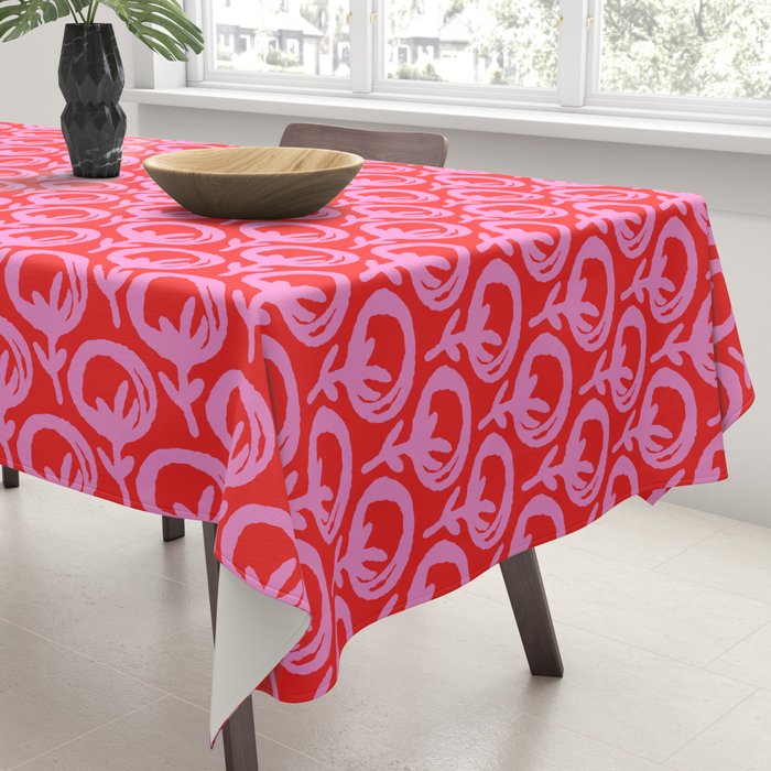 Vibrant Pop Roses Preppy Pink and Red Pattern Tablecloth Gallery Image 3