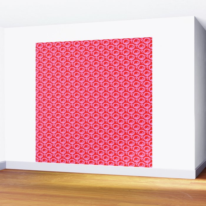 Vibrant Pop Roses Preppy Pink and Red Pattern Wall Mural Gallery Image 2