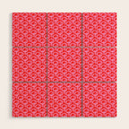 Vibrant Pop Roses Preppy Pink and Red Pattern Wood Wall Art Gallery Image 1