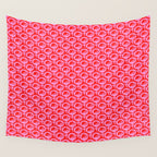 Vibrant Pop Roses Preppy Pink and Red Pattern Wall Tapestry Gallery Image 4