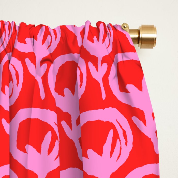 Vibrant Pop Roses Preppy Pink and Red Pattern Window Curtain Gallery Image 2