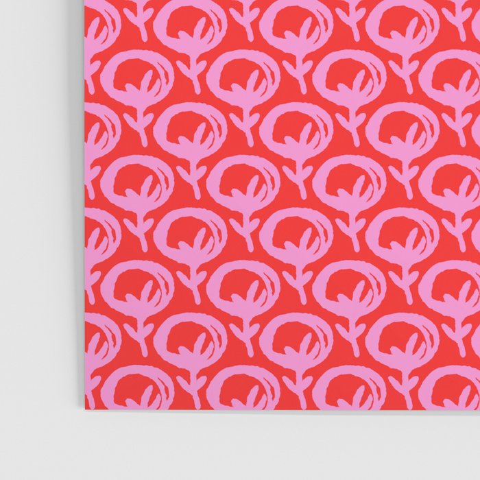 Vibrant Pop Roses Preppy Pink and Red Pattern Poster Gallery Image 3