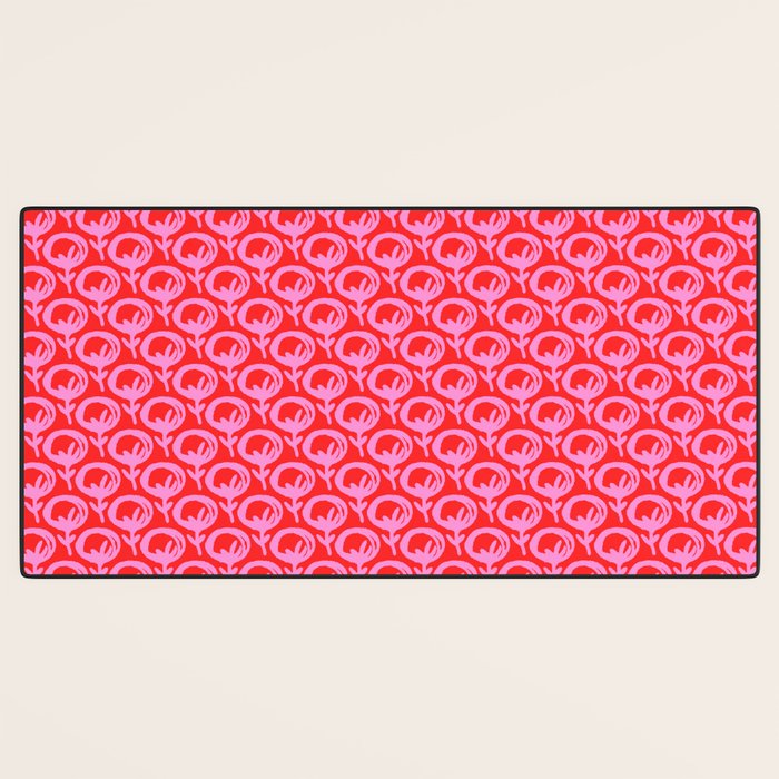 Vibrant Pop Roses Preppy Pink and Red Pattern Desk Mat Gallery Image 3