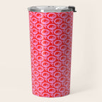 Vibrant Pop Roses Preppy Pink and Red Pattern Travel Mug Gallery Image 2