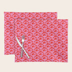 Vibrant Pop Roses Preppy Pink and Red Pattern Placemat Gallery Image 1