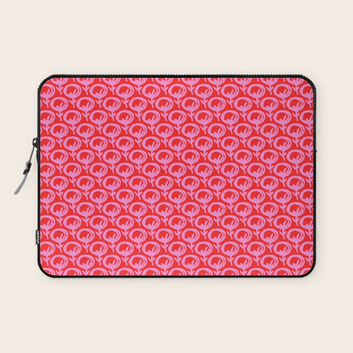 Vibrant Pop Roses Preppy Pink and Red Pattern Laptop Sleeve Gallery Image 1