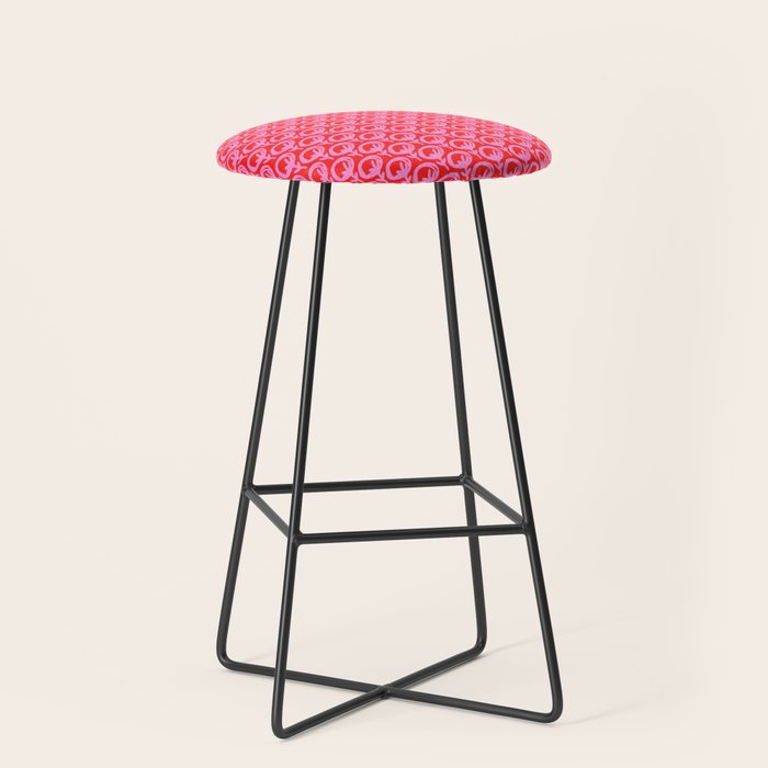 Vibrant Pop Roses Preppy Pink and Red Pattern Stool Gallery Image 1