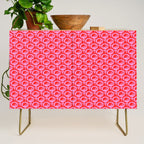 Vibrant Pop Roses Preppy Pink and Red Pattern Credenza Gallery Image 1
