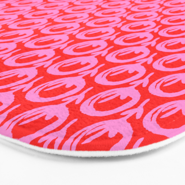 Vibrant Pop Roses Preppy Pink and Red Pattern Bath Mat Gallery Image 3