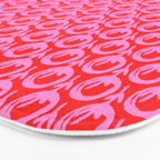 Vibrant Pop Roses Preppy Pink and Red Pattern Bath Mat Gallery Image 3