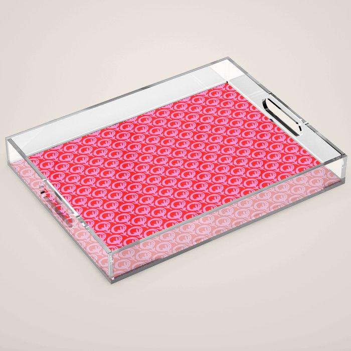Vibrant Pop Roses Preppy Pink and Red Pattern Acrylic Tray Gallery Image 1