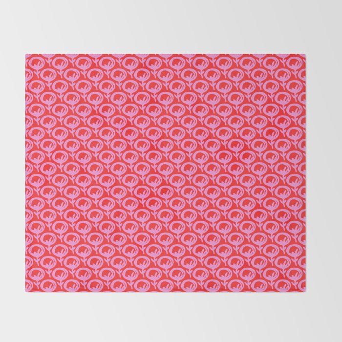 Vibrant Pop Roses Preppy Pink and Red Pattern Throw Blanket Gallery Image 2