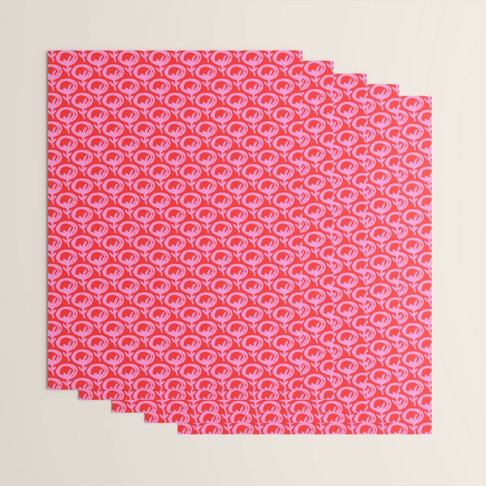 Vibrant Pop Roses Preppy Pink and Red Pattern Wrapping Paper Gallery Image 3
