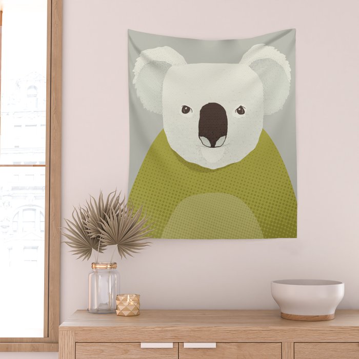 Whimsy Koala, Animal Portrait Wall Tapestry Gallery Image 2