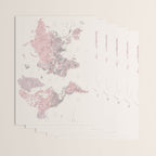 Dusty pink and cream watercolor detailed world map Madelia Wrapping Paper Gallery Image 3