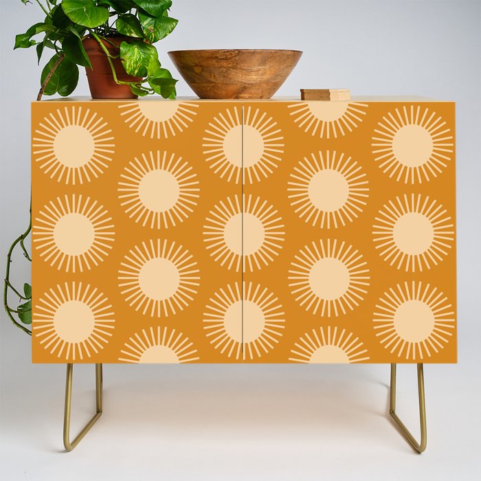 Boho Summer Sun Pattern II Desert Orange Credenza Gallery Image 1