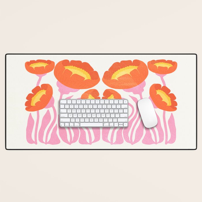 Coral Cosmos: Les Fleurs | Flower Market 05 | Spring Summer 23 Desk Mat Gallery Image 1