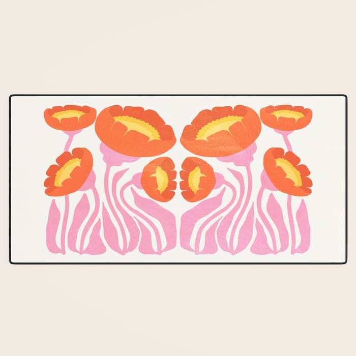 Coral Cosmos: Les Fleurs | Flower Market 05 | Spring Summer 23 Desk Mat Gallery Image 3