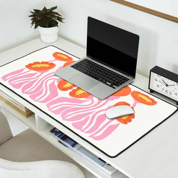 Coral Cosmos: Les Fleurs | Flower Market 05 | Spring Summer 23 Desk Mat Gallery Image 2