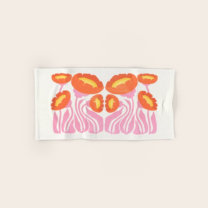 Coral Cosmos: Les Fleurs | Flower Market 05 | Spring Summer 23 Bath Towel Gallery Image 1