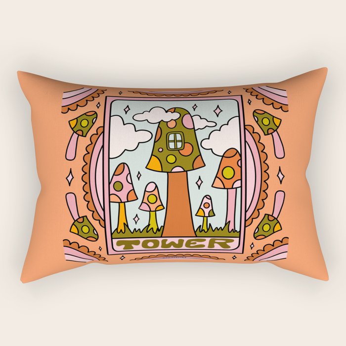 16. Tower Tarot Mushroom Rectangular Pillow Gallery Image 1