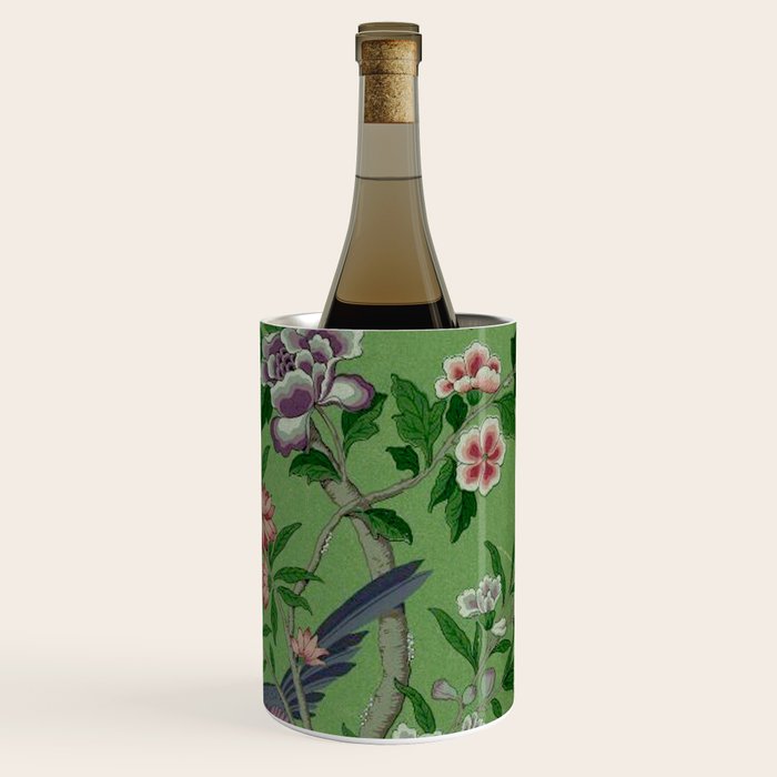 Chinoiserie Magpie Peony Garden Summer Green Wine Chiller Gallery Image 3