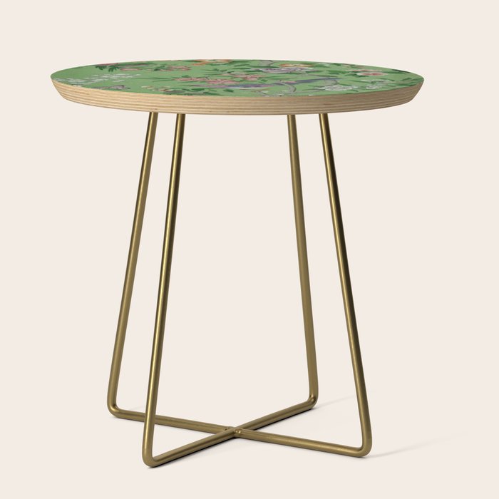Chinoiserie Magpie Peony Garden Summer Green Side Table Gallery Image 1