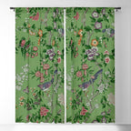Chinoiserie Magpie Peony Garden Summer Green Window Curtain Gallery Image 5