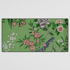 Chinoiserie Magpie Peony Garden Summer Green Desk Mat Gallery Image 3
