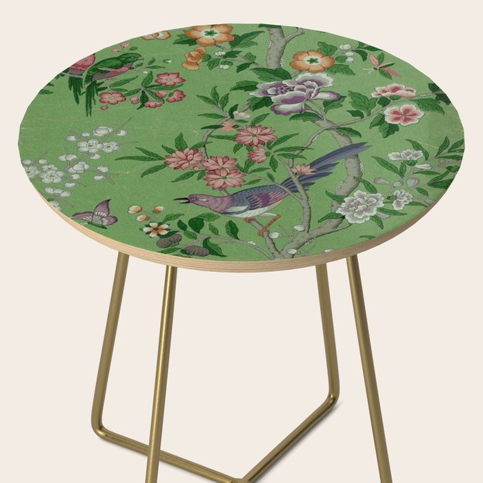 Chinoiserie Magpie Peony Garden Summer Green Side Table Gallery Image 2