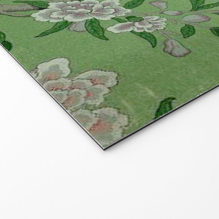 Chinoiserie Magpie Peony Garden Summer Green Welcome Mat Gallery Image 2