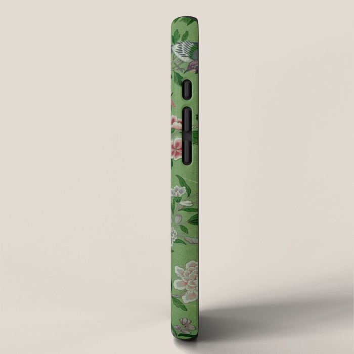 Chinoiserie Magpie Peony Garden Summer Green iPhone Case Gallery Image 2