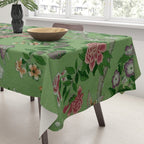 Chinoiserie Magpie Peony Garden Summer Green Tablecloth Gallery Image 3