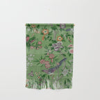 Chinoiserie Magpie Peony Garden Summer Green Wall Hanging Gallery Image 1