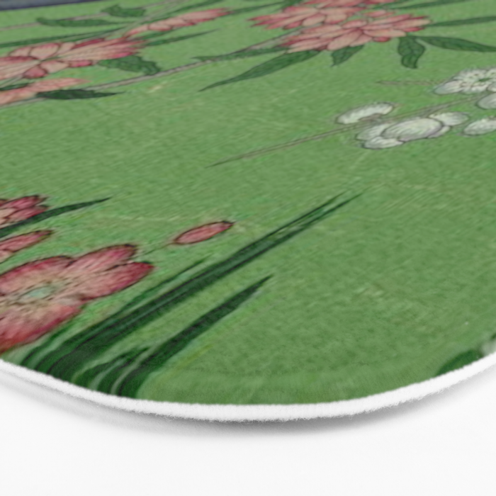 Chinoiserie Magpie Peony Garden Summer Green Bath Mat Gallery Image 3