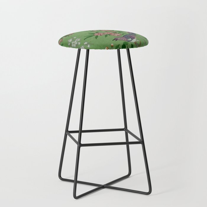 Chinoiserie Magpie Peony Garden Summer Green Stool Gallery Image 1