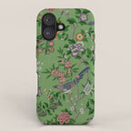 Chinoiserie Magpie Peony Garden Summer Green iPhone Case Gallery Image 1