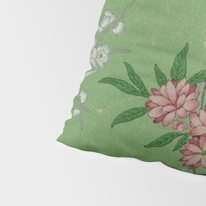 Chinoiserie Magpie Peony Garden Summer Green Pillow Sham Gallery Image 4