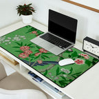Chinoiserie Magpie Peony Garden Summer Green Desk Mat Gallery Image 2