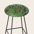 Chinoiserie Magpie Peony Garden Summer Green Stool Gallery Image 2