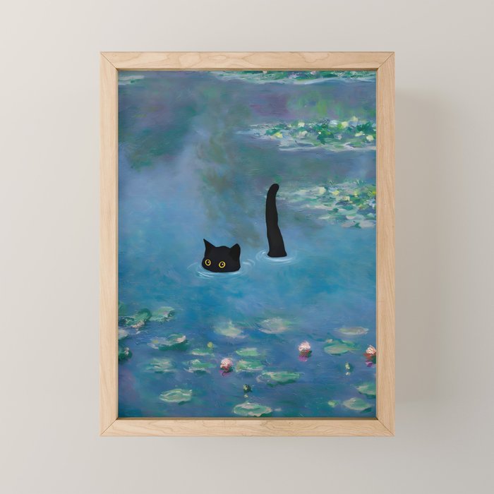 Cat Monet Waterlily Mini Art Print Gallery Image 1