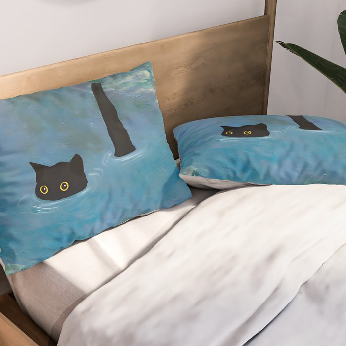 Cat Monet Waterlily Pillow Sham Gallery Image 2