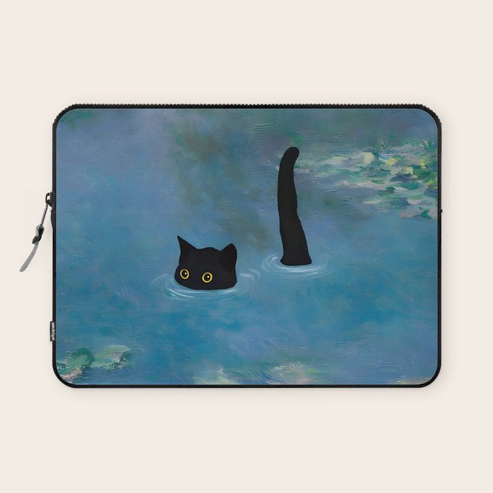 Cat Monet Waterlily Laptop Sleeve Gallery Image 1